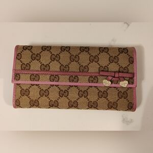 Gucci GG Monogram Canvas Wallet - Bow & Heart, Lavender & Lilac